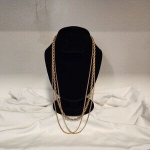Vintage Monet Gold Tone Double Chain Rope Necklace 53" Single‎ Wrap